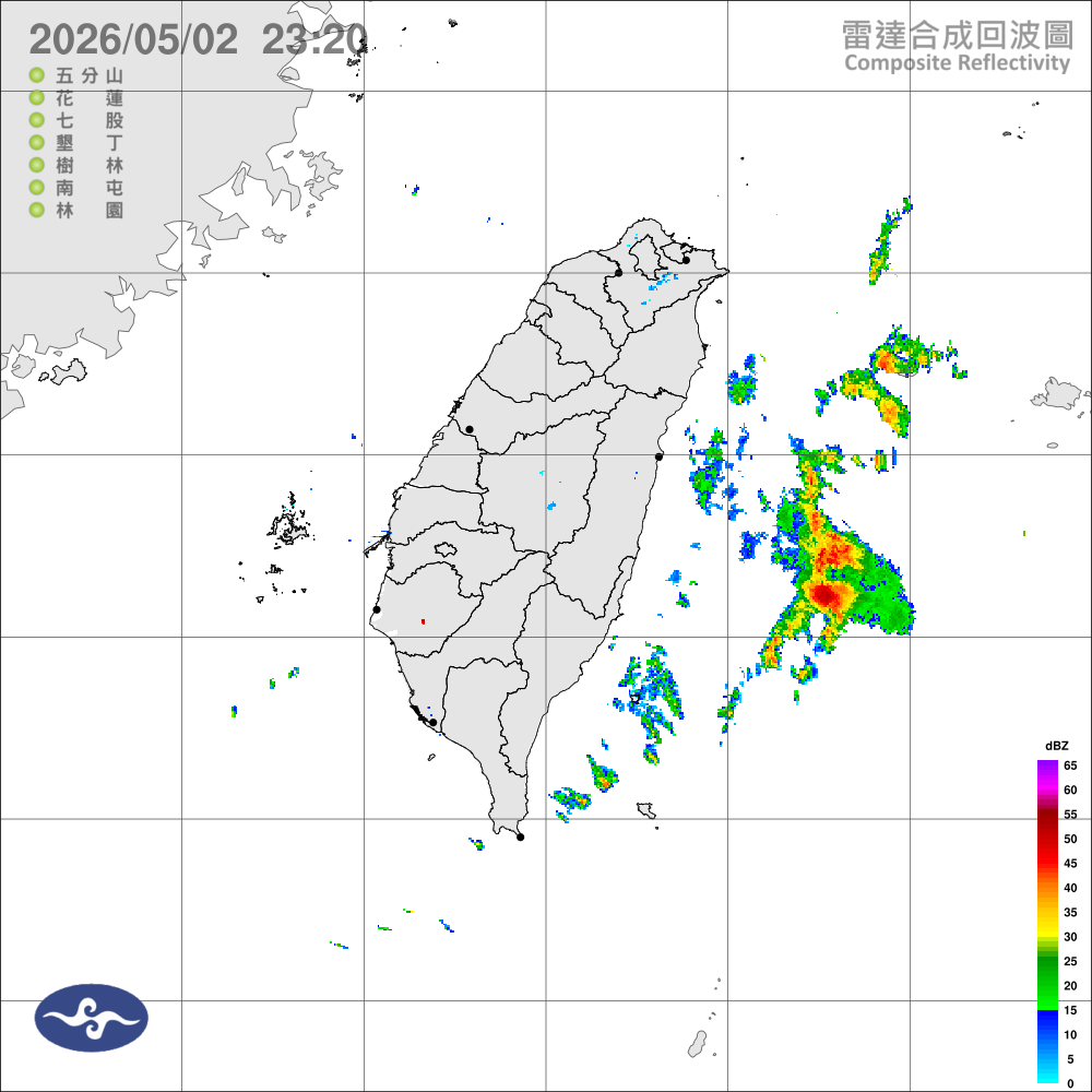 多雲到晴天氣偏熱，北臺及各山區午後局部雷雨，晚起鋒面通過轉陣雨或雷雨