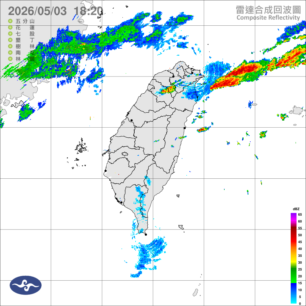鋒面通過及東北季風增強，中部以北及宜花轉涼，易有短暫陣雨或雷雨