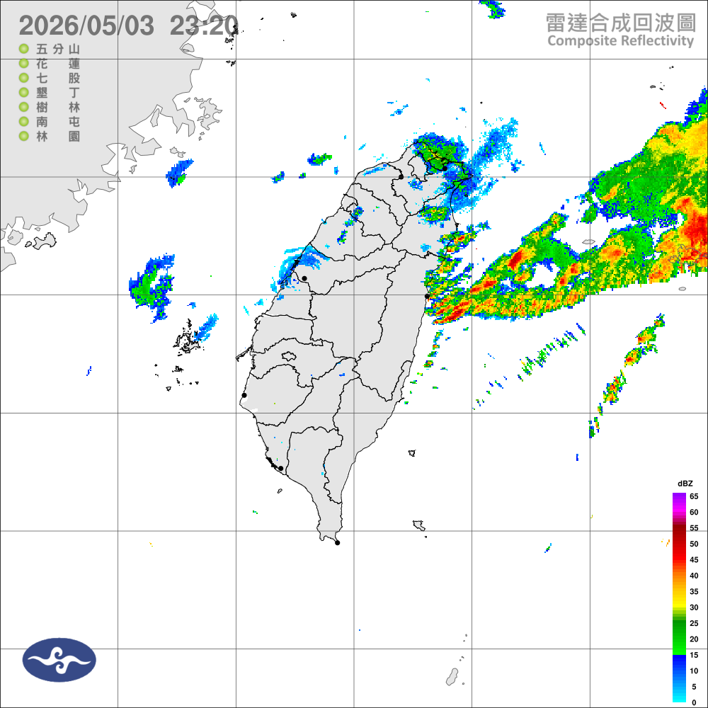 鋒面通過及東北季風增強，中部以北及宜花轉涼，易有短暫陣雨或雷雨