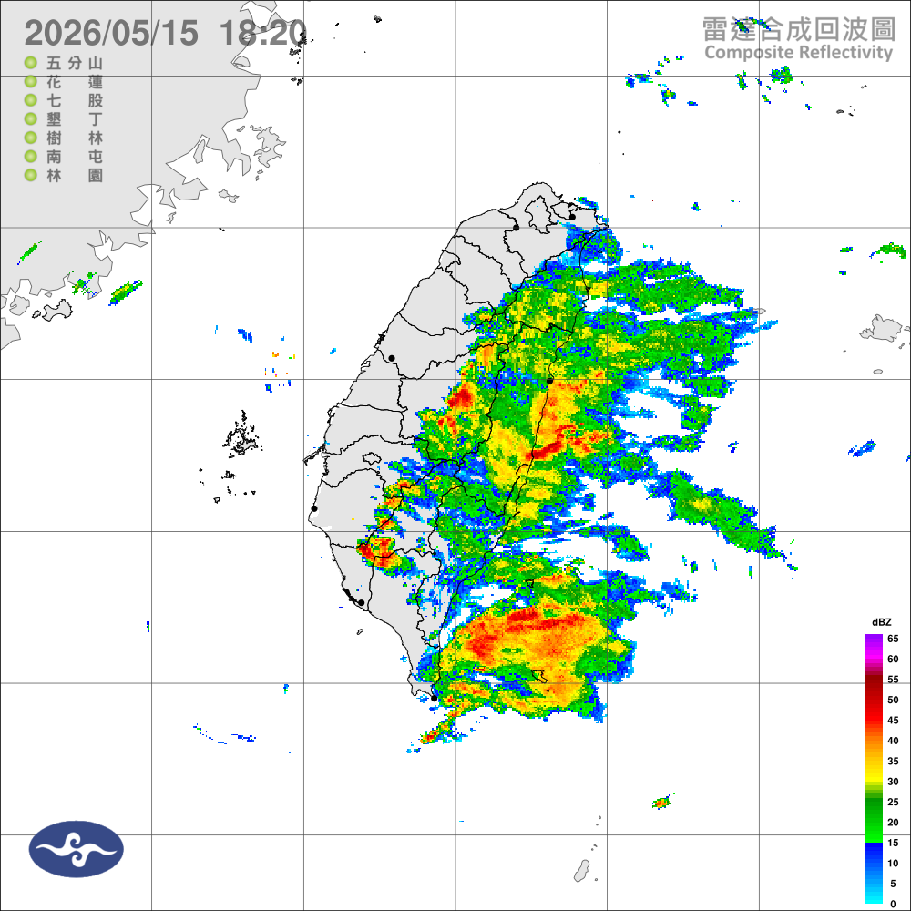 偏東風影響，迎風面局部雨，南部及桃園以南山區局部午後雷雨