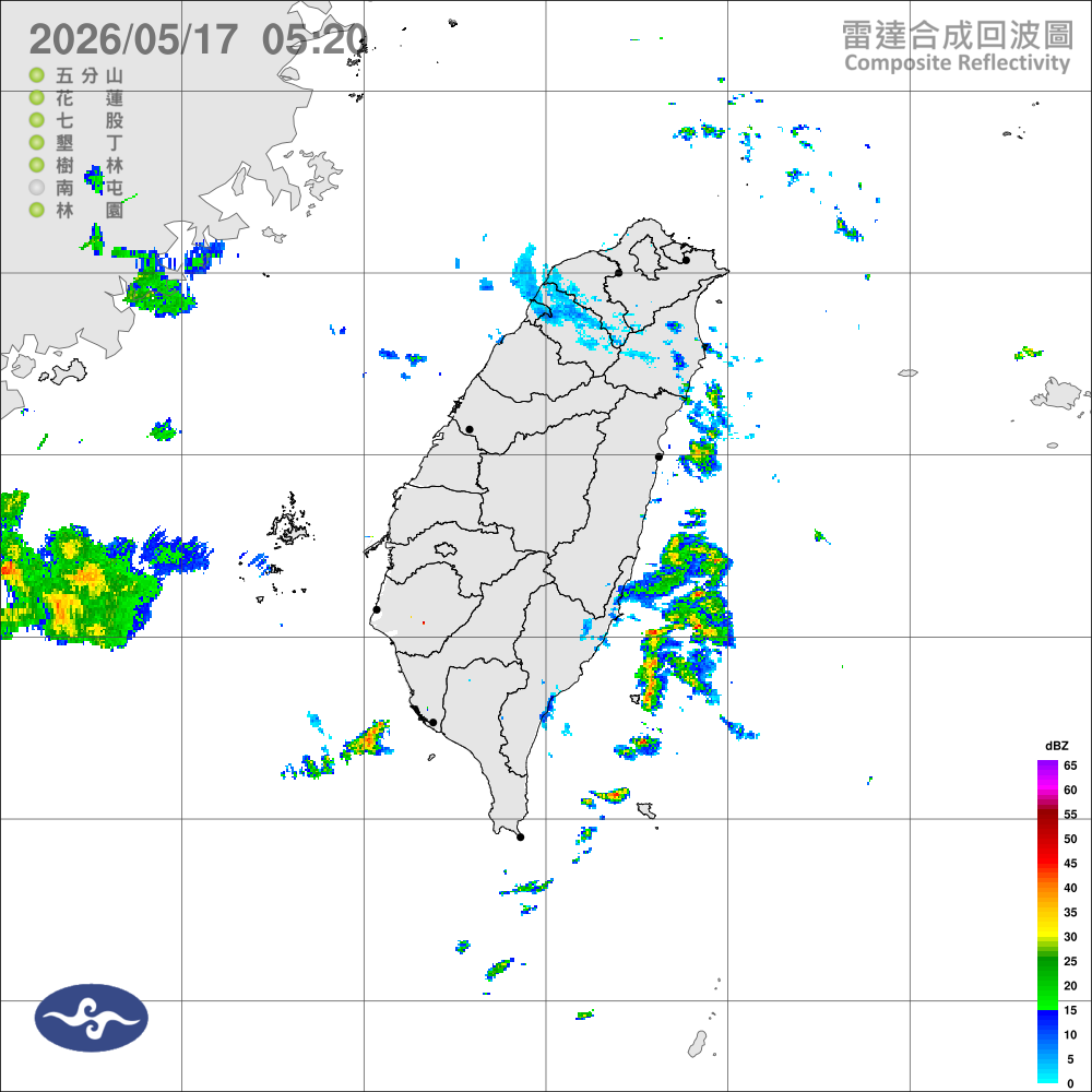 偏東風迎風面局部雨，高屏地區及中南部山區午後局部大雨