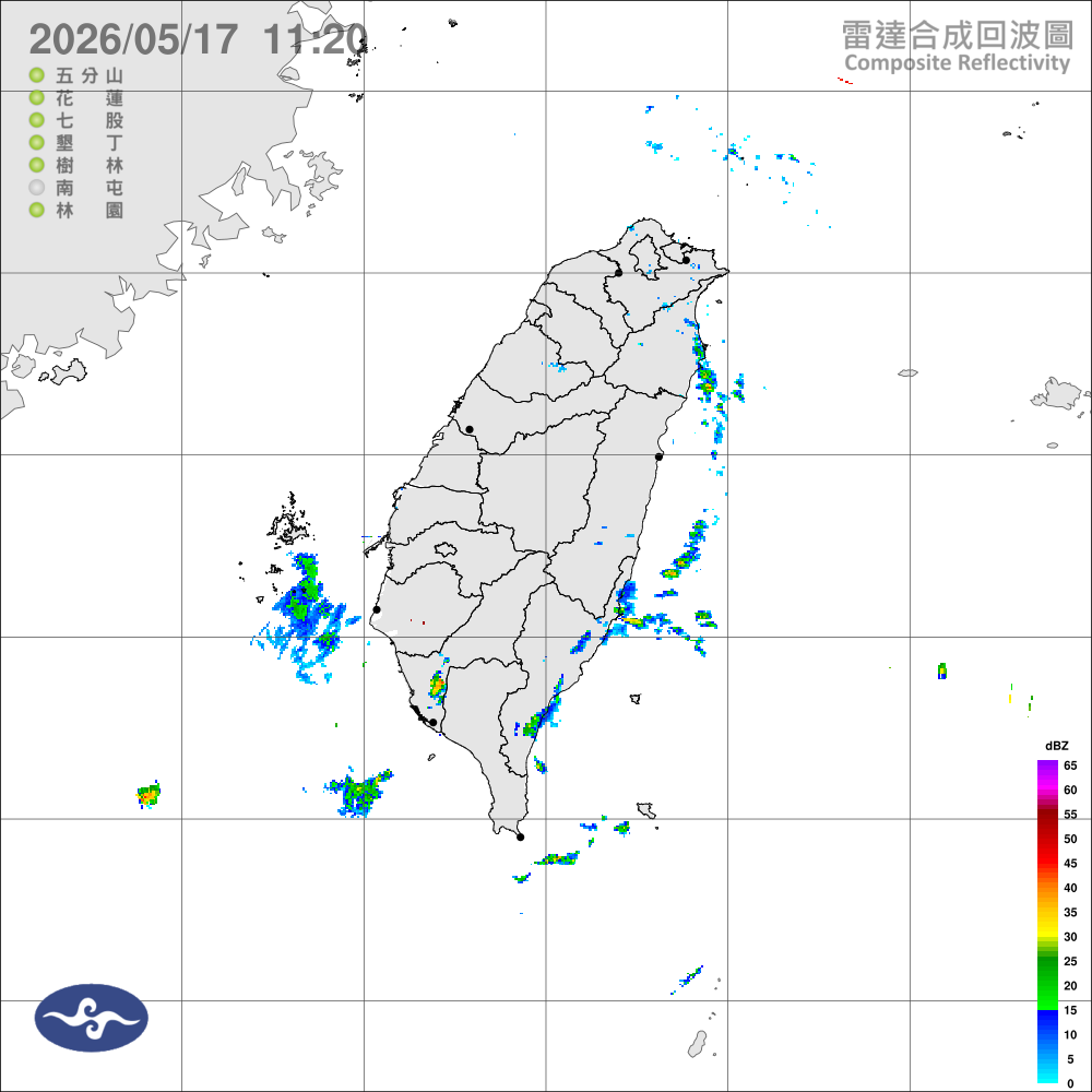 偏東風迎風面局部雨，高屏地區及中南部山區午後局部大雨