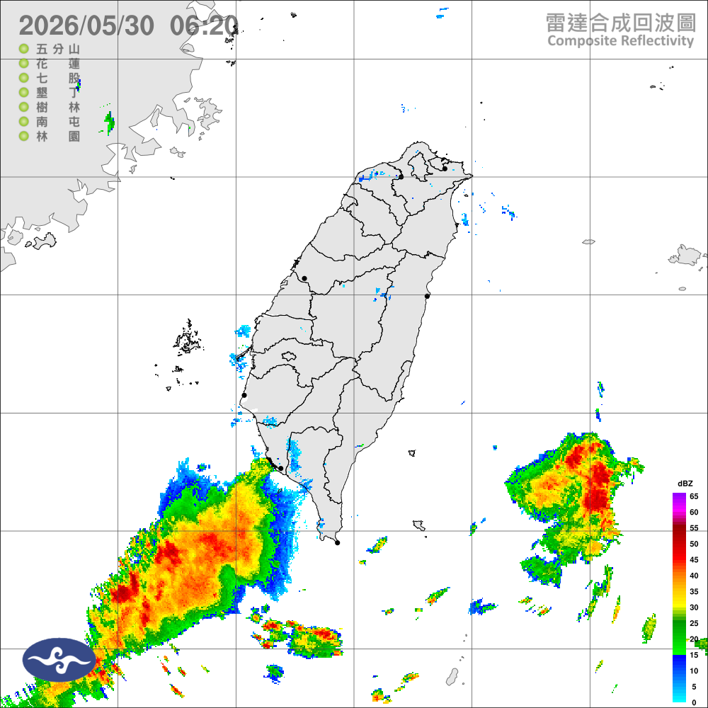 鋒面遠離，花東偶雨，中南部午後大雨；南部內陸仍炎熱
