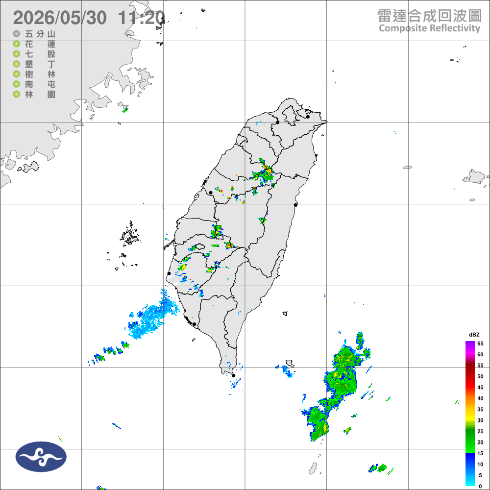 花東偶雨，中南部午後局部豪雨；南部內陸仍炎熱
