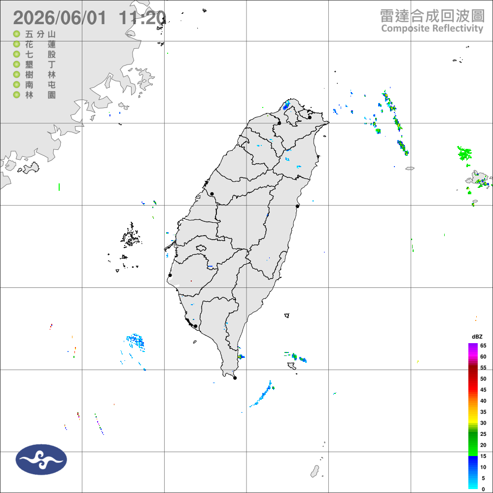 颱風外圍環流影響，北北基零星雨；其他地方多雲到晴，午後山區注意雷陣雨