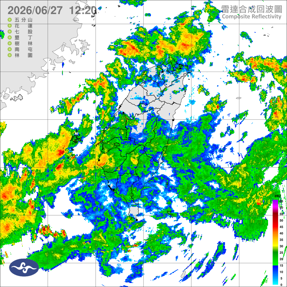 鋒面及西南風影響，西半部防大雨或局部豪雨，東半部局部大雨