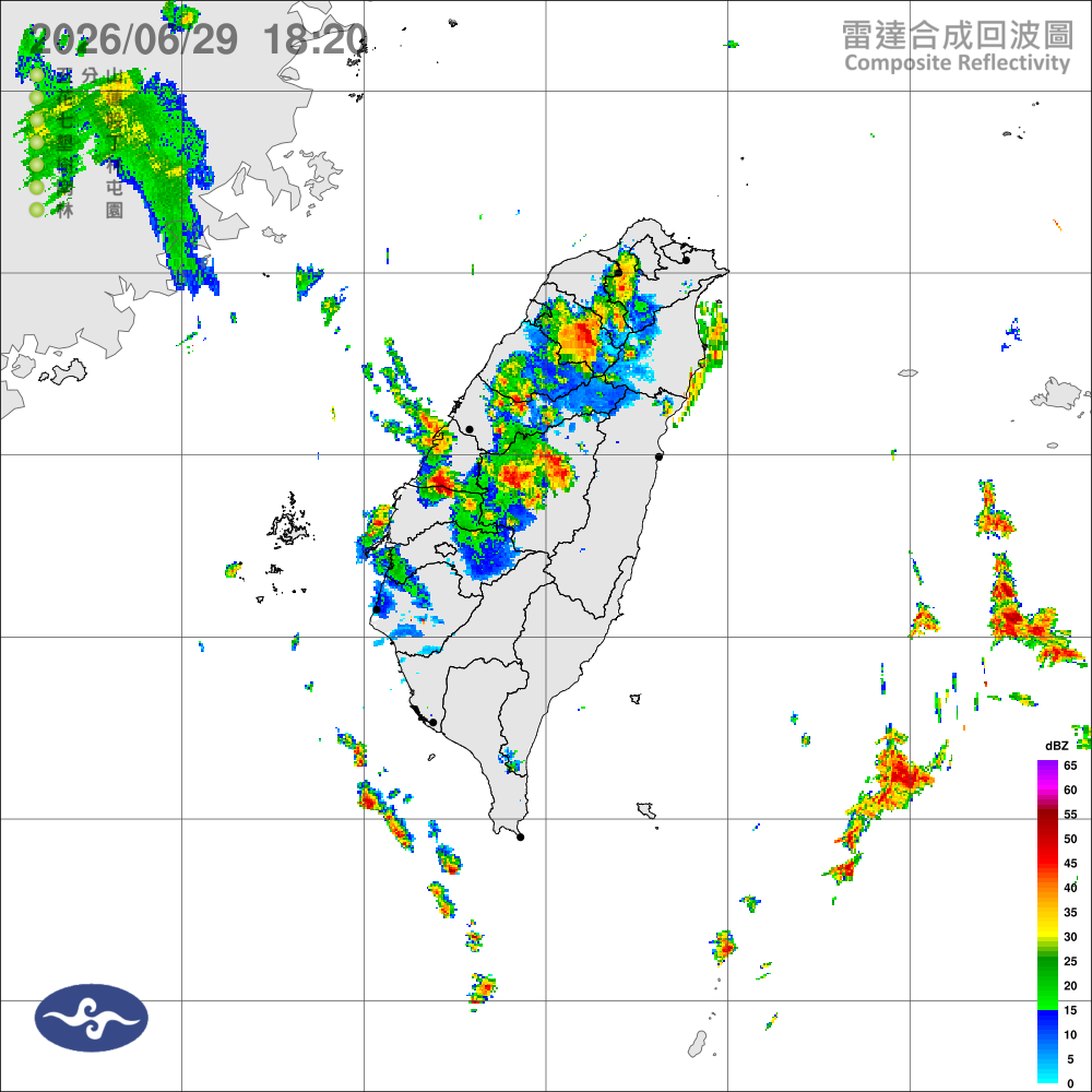 多雲到晴，高溫炎熱，午後中部以北山區較大雨勢