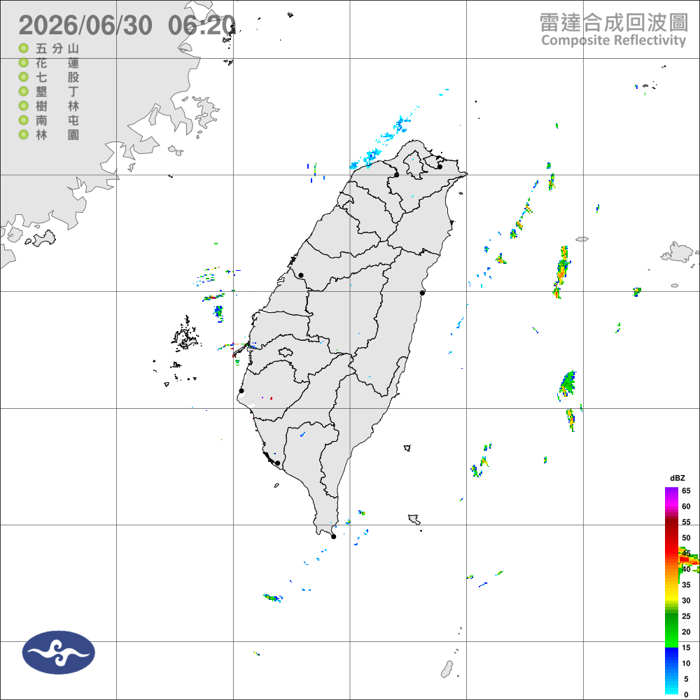多雲到晴，高溫炎熱，午後中部以北山區較大雨勢