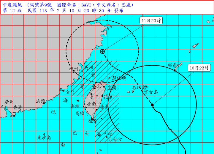 海上陸上颱風警報