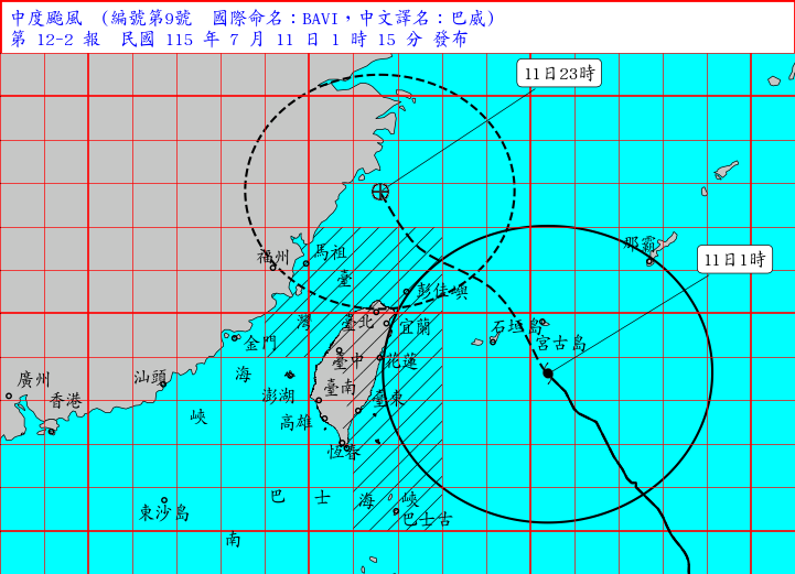 海上陸上颱風警報