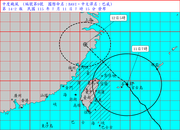 海上陸上颱風警報