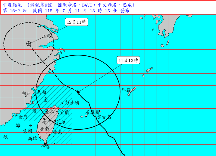 海上陸上颱風警報