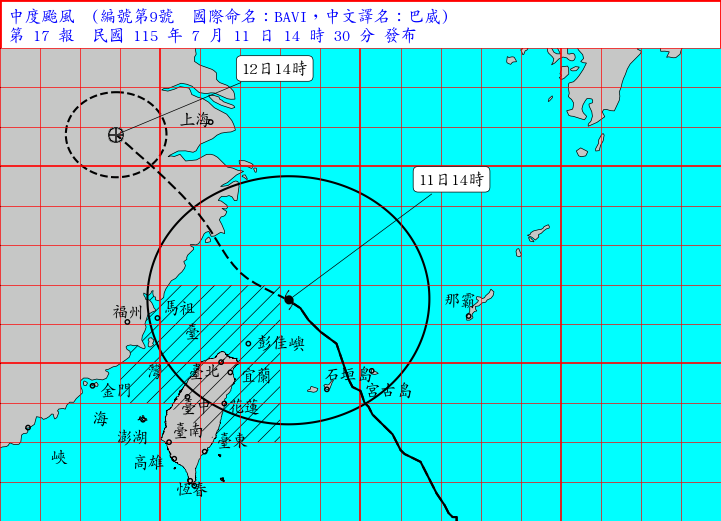 海上陸上颱風警報