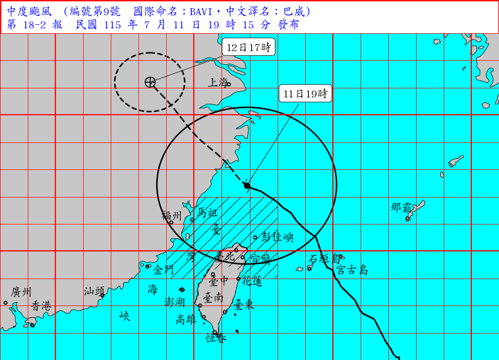 海上陸上颱風警報