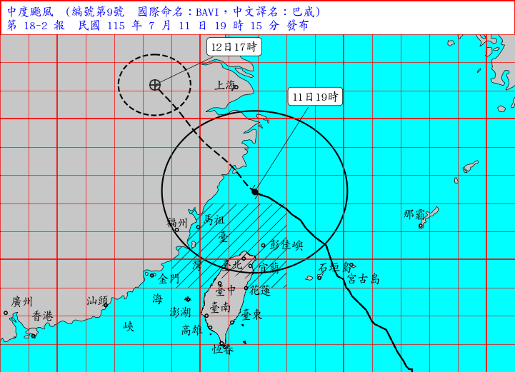 海上陸上颱風警報