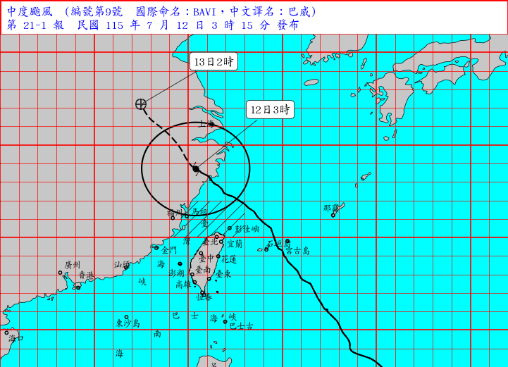 海上陸上颱風警報