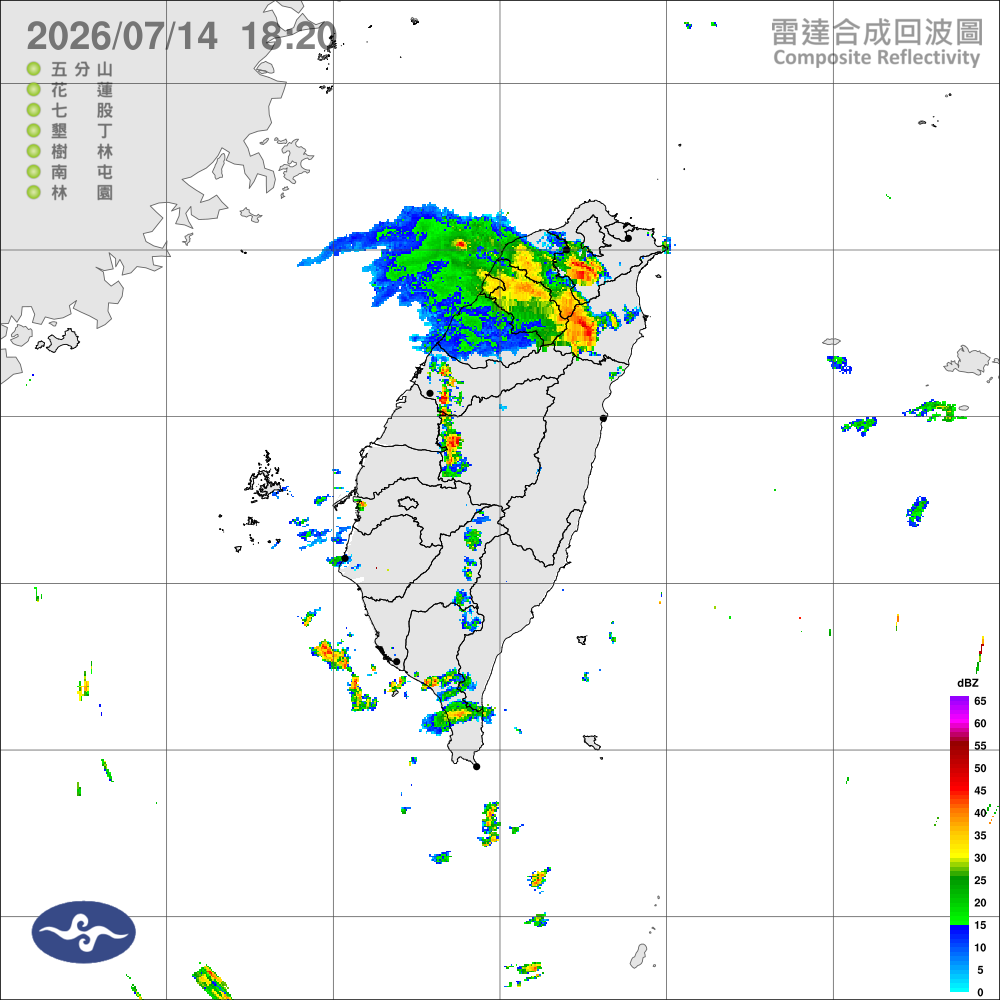 西南風影響，中南部陣雨或雷雨，山區及雙北局部大雨