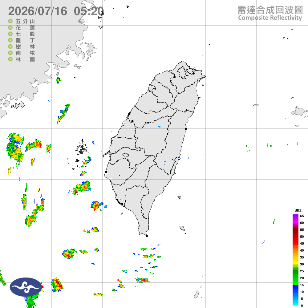 西南風影響迎風面不定時雷陣雨，午後留意局部大雨