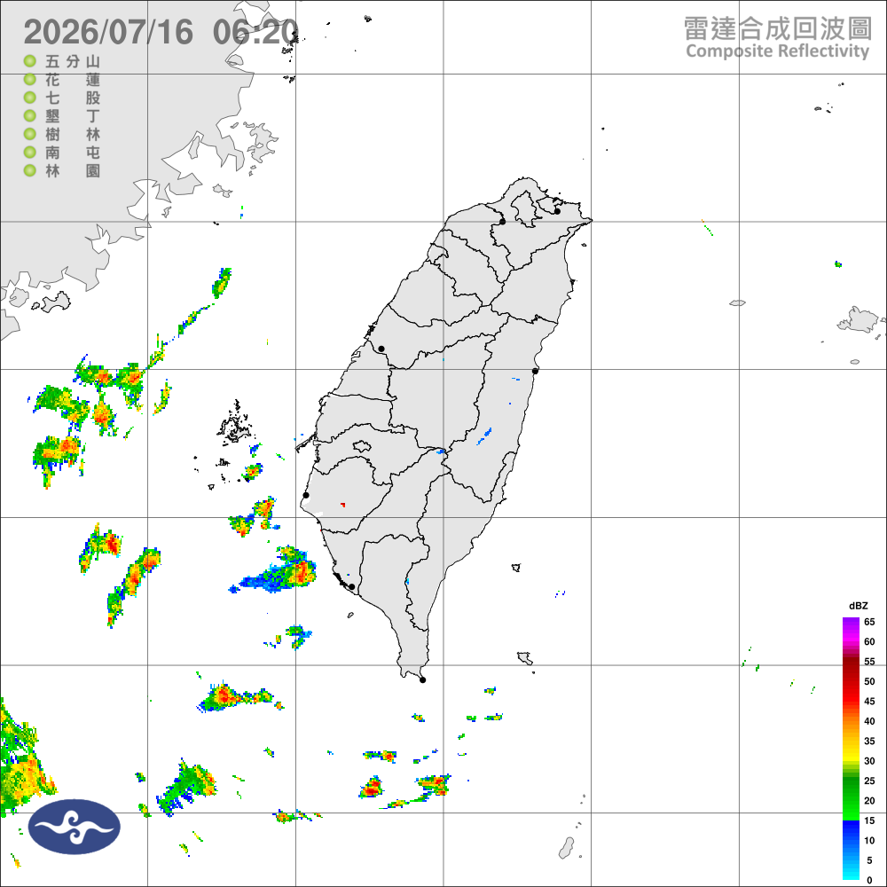 西南風影響迎風面不定時雷陣雨，午後留意局部大雨