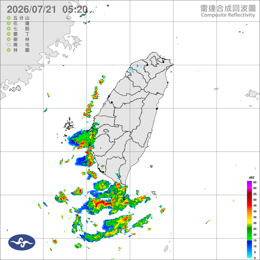 西南風漸減弱，太平洋高壓漸增強；午後對流仍旺盛，大臺北及山區留意短延時強降雨
