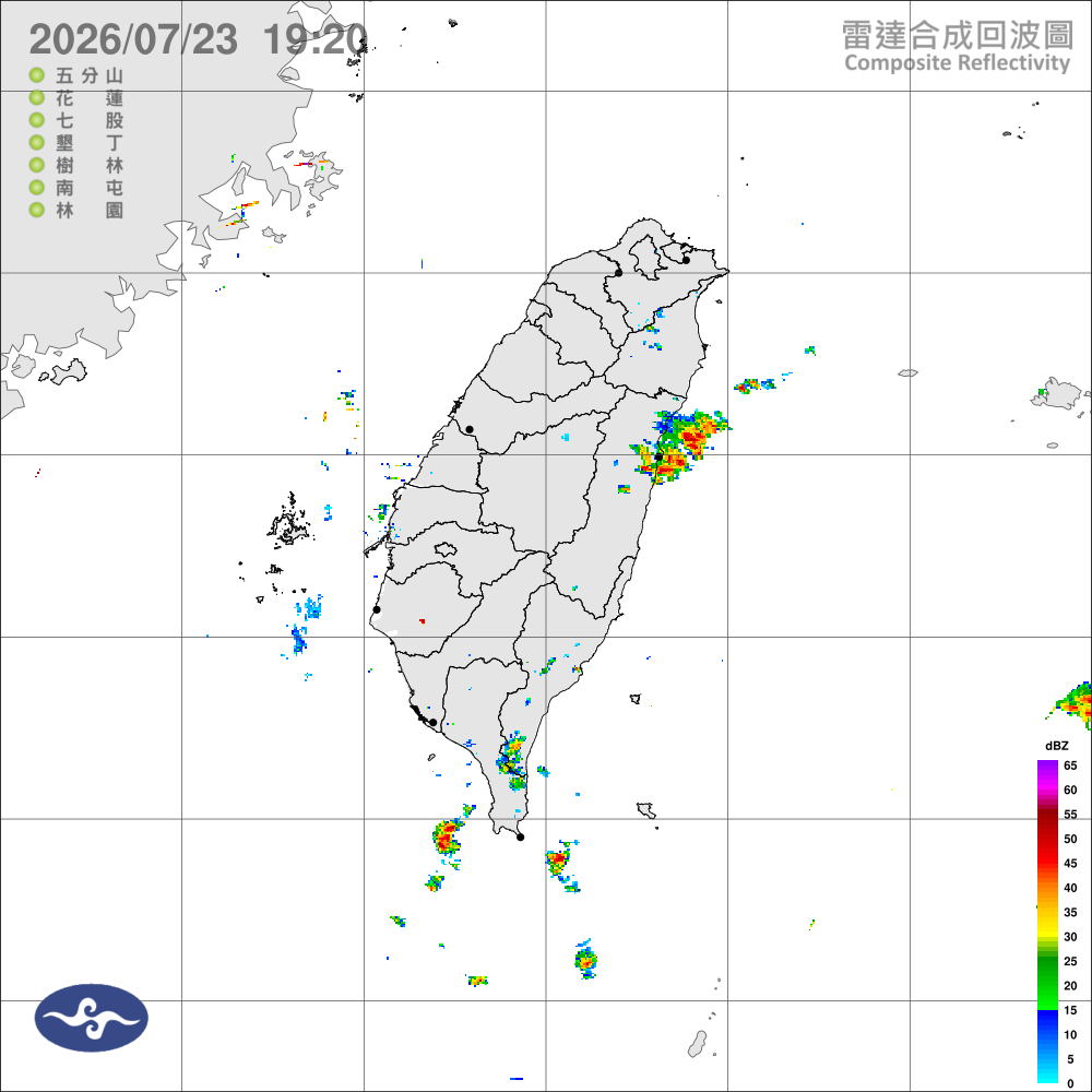 熱帶性低氣壓或颱風接近，迎風面花東有雨，背風面北部有焚風