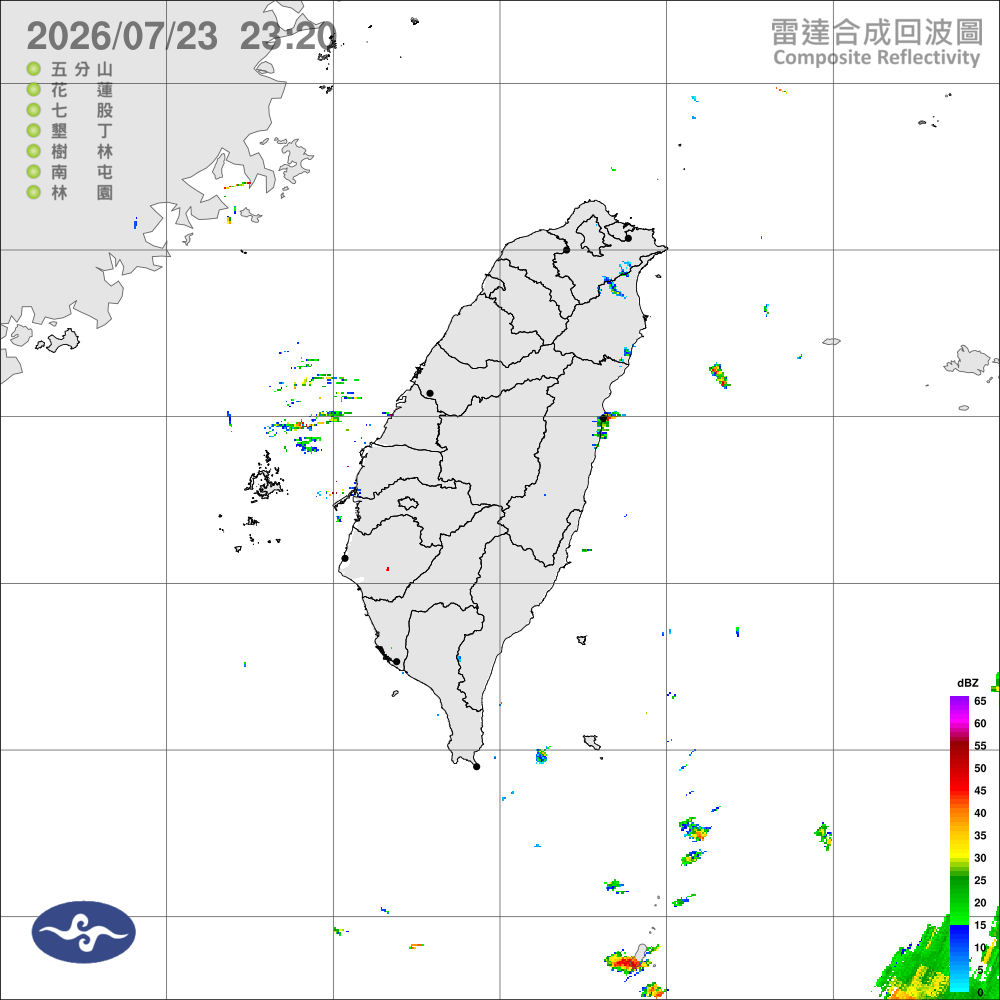 颱風外圍環流影響，迎風面花東降雨漸增，背風面北部有焚風