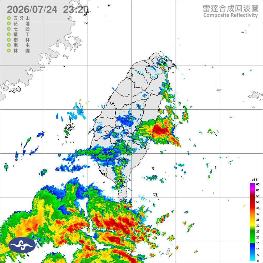 颱風外圍環流影響，花東及南部雨勢增