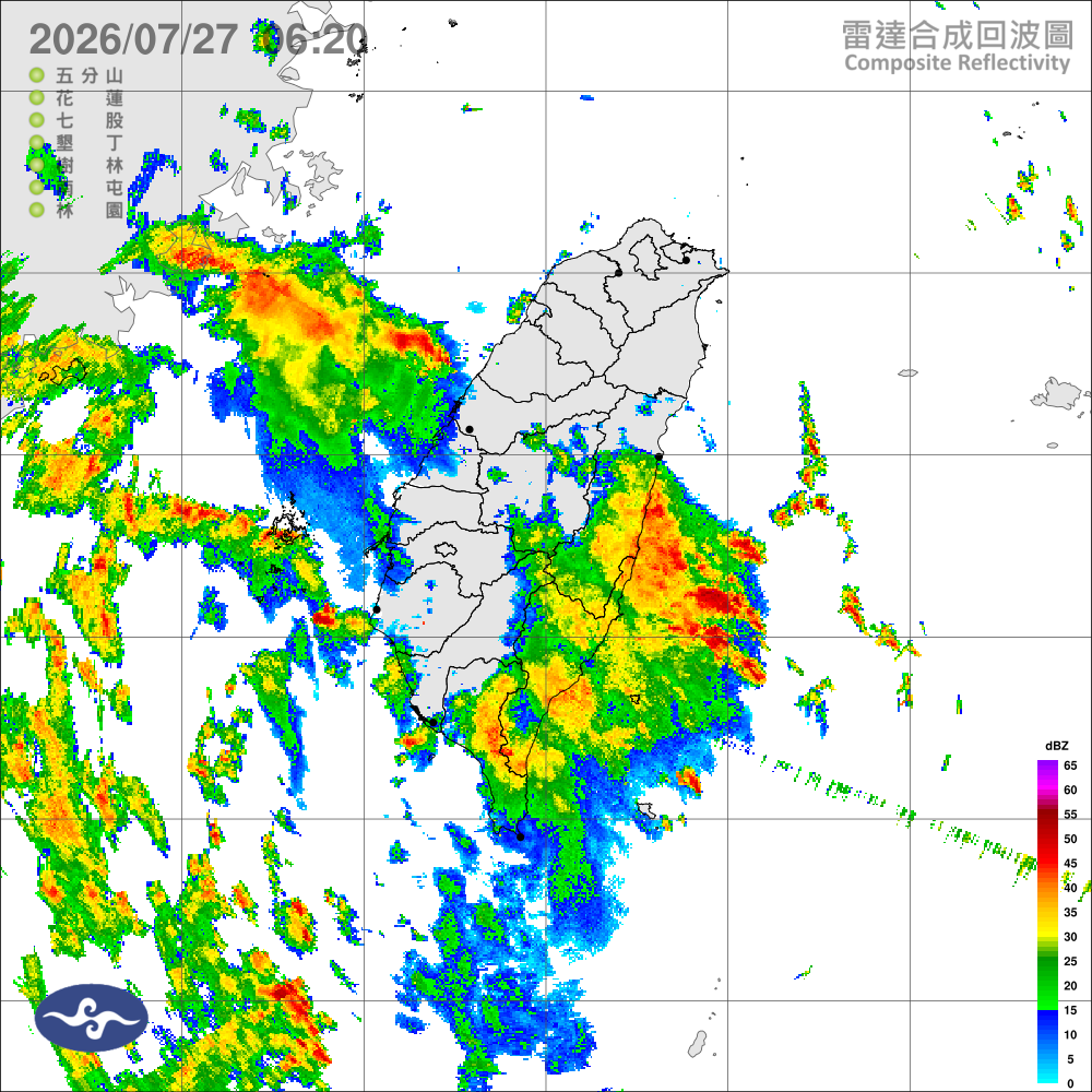 南方雲系北移水氣偏多，東、南部大雨，午後北中短延時豪雨