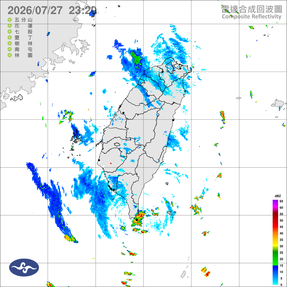 水氣仍多，臺東局部雨，花蓮及中南部零星雨，山區防午後大雨