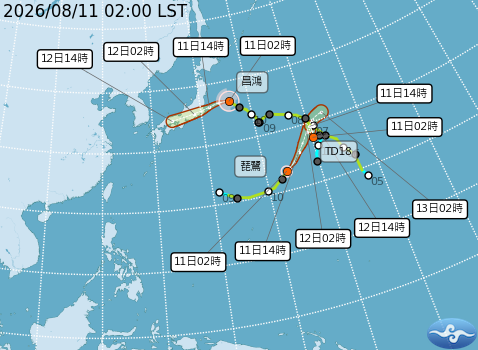 民國115年08月11日02時 颱風消息