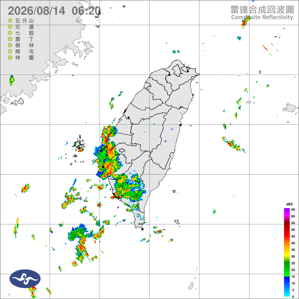 西南風影響留意大雨，中南陣雨北東午後雨