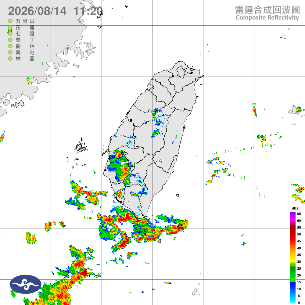 西南風漸強，留意局部短延時強降雨；中南部不時有雨，北東午後雷雨