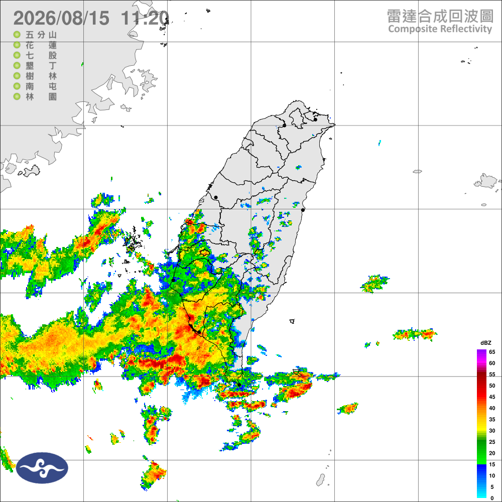 西南風中南部大雨豪雨，北東午後雷雨局部大雨