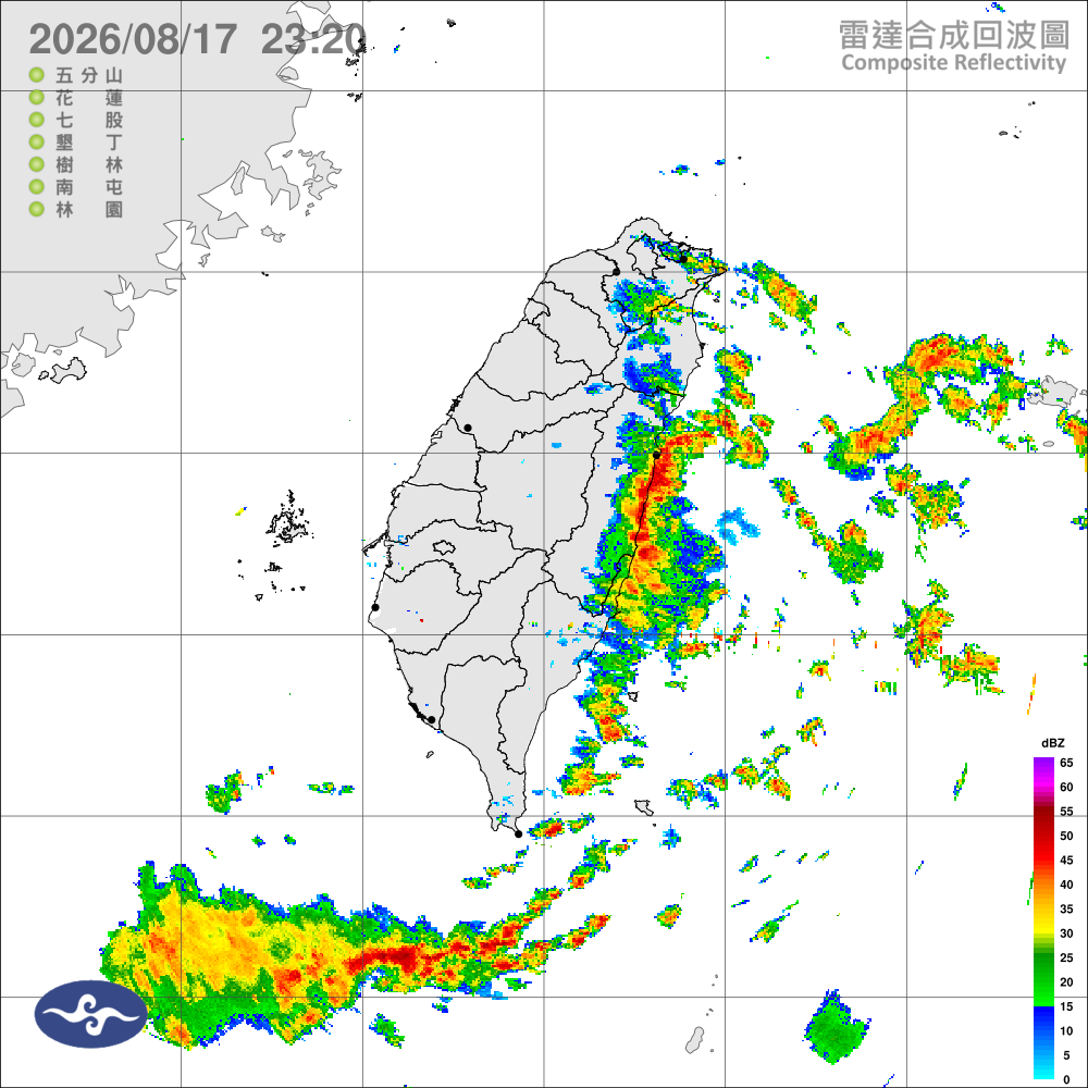 水氣增多，迎風面偶陣雨，中南部午後雷陣雨
