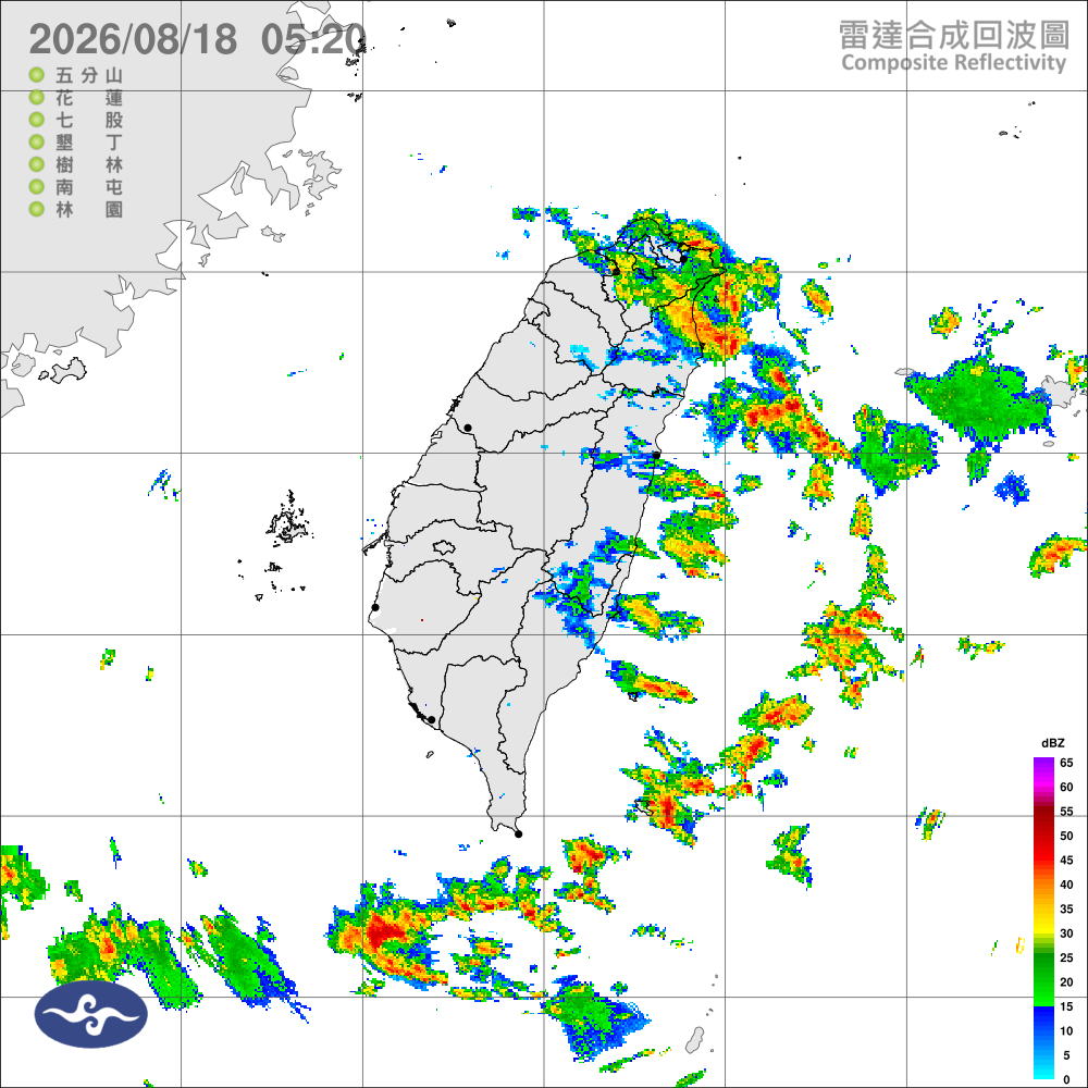 水氣增多，迎風面偶陣雨，中南部午後雷陣雨