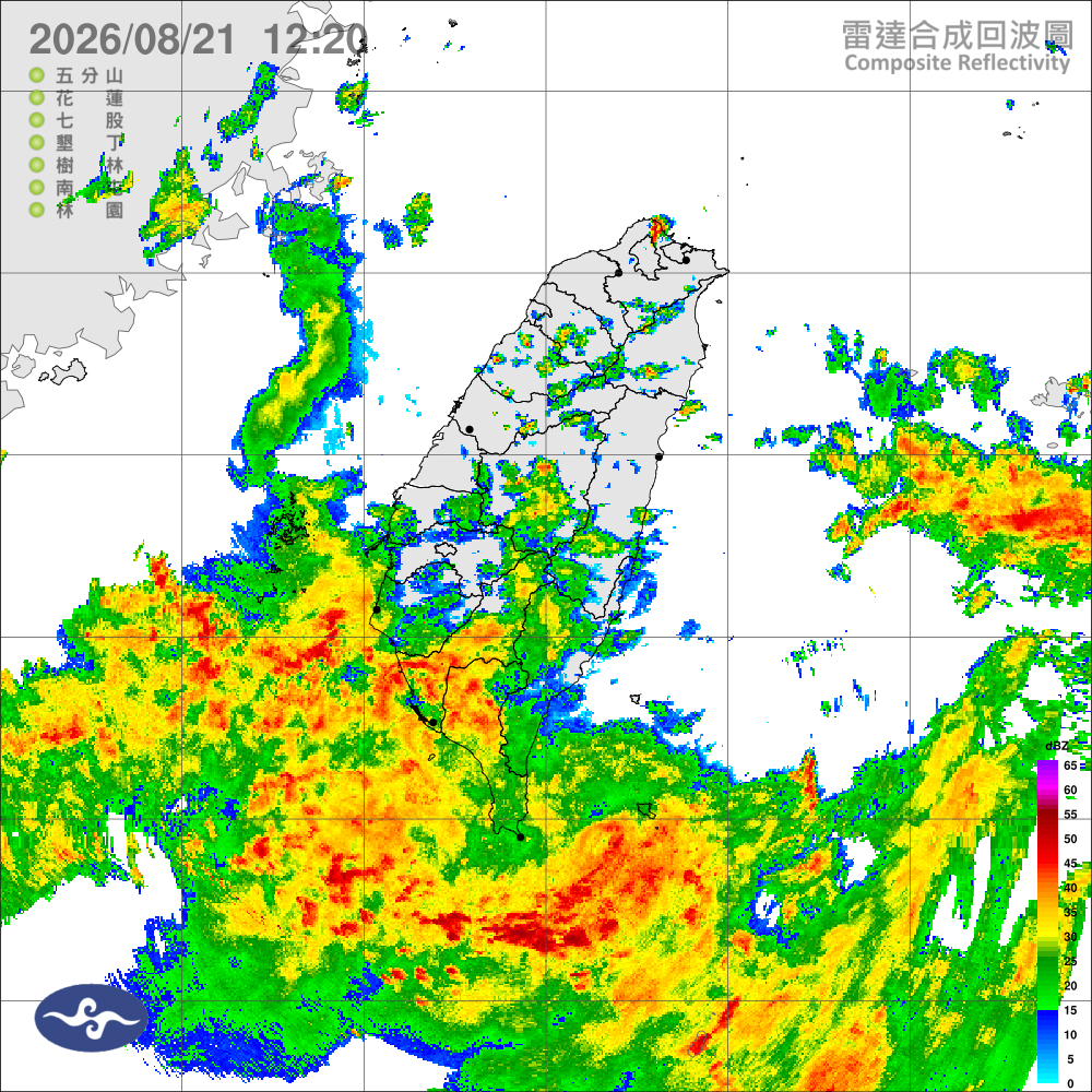 低壓帶及強西南風，南部陣雨或雷雨，其他午後強降雨