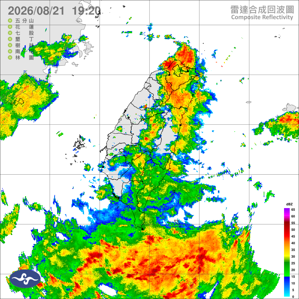 低壓帶及強西南風，南部持續強陣雨，其他留意午後大雷雨