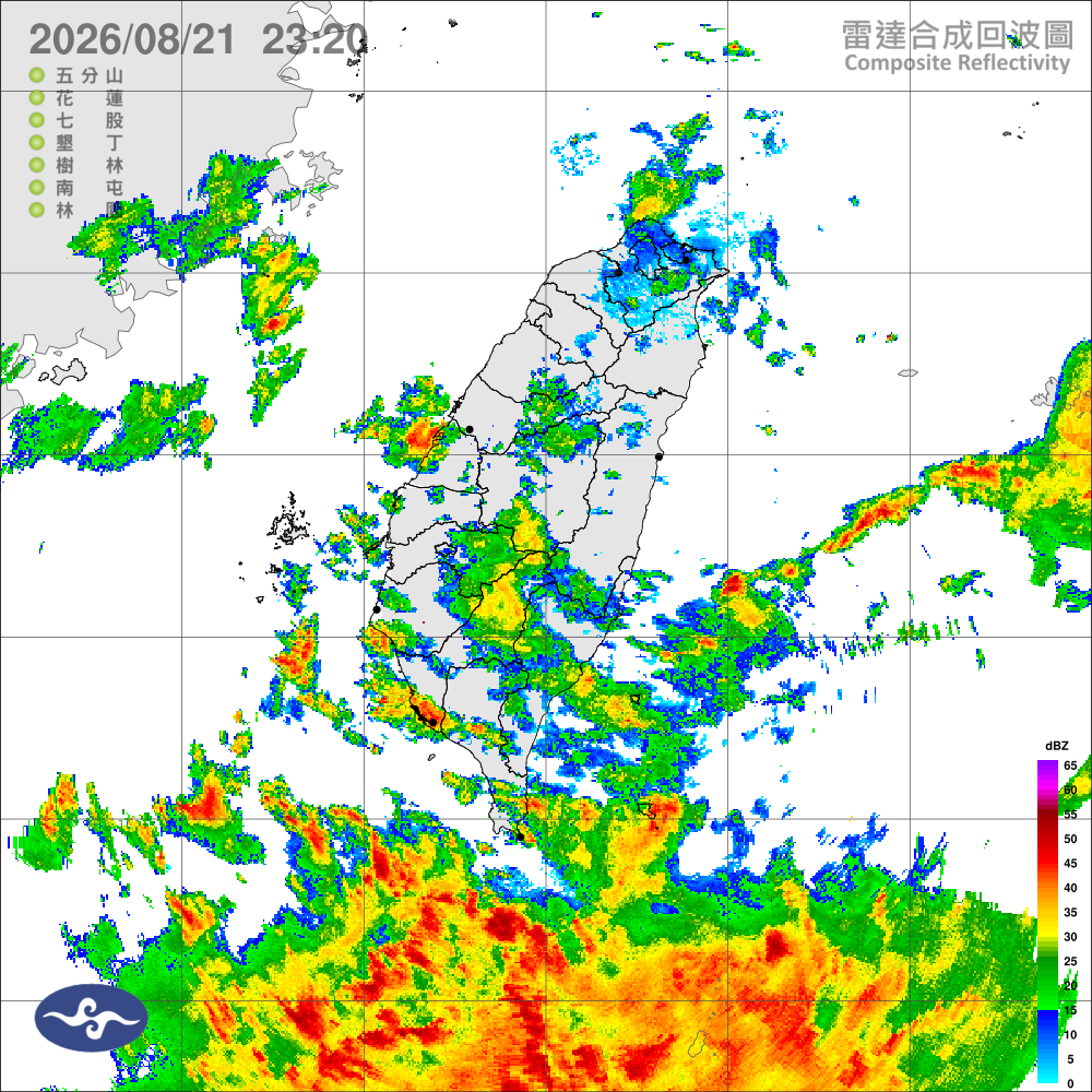 低壓帶及強西南風，南部持續強陣雨，其他留意午後大雷雨