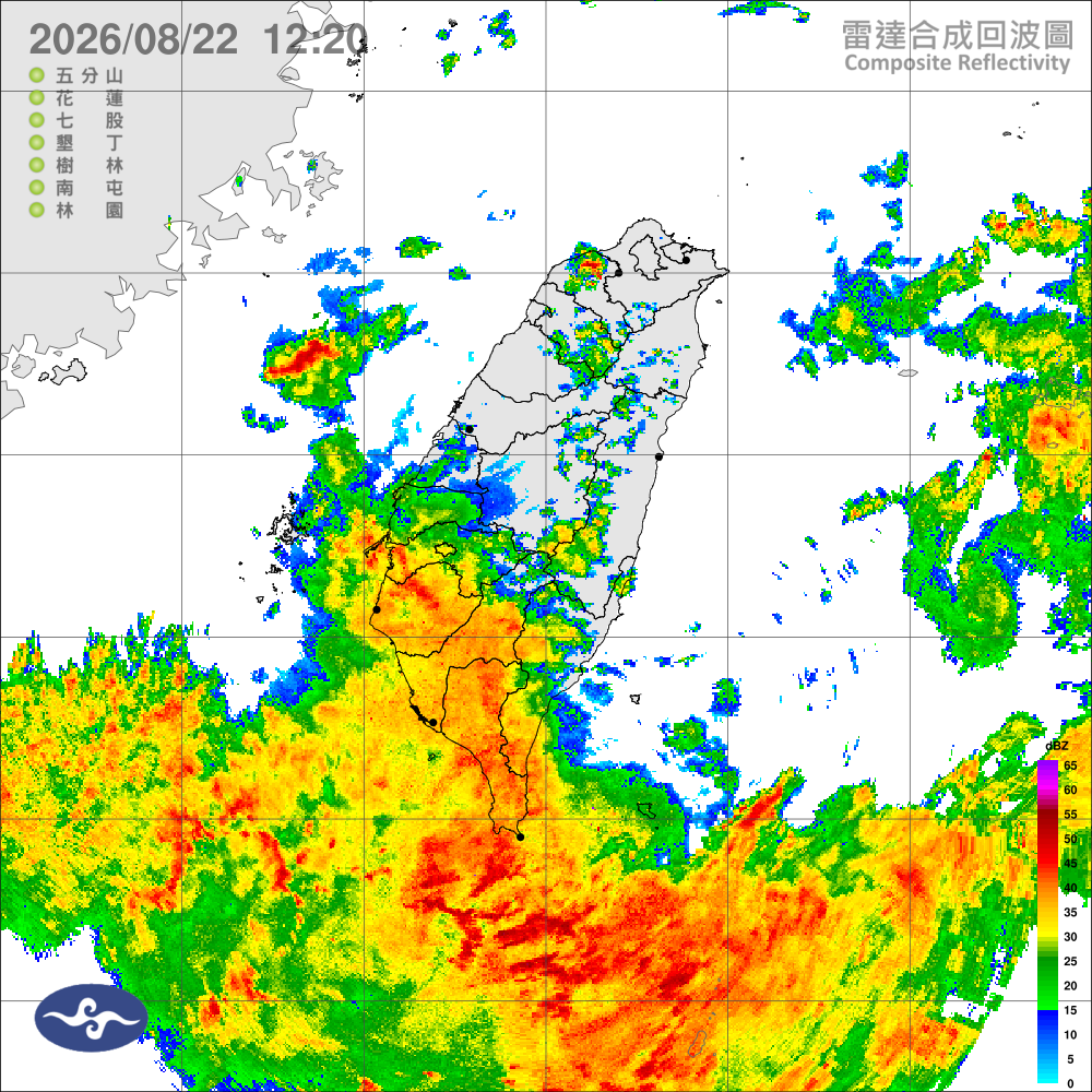 低壓帶及強西南風，南部豪大雨，北部地區、宜蘭山區午後大雷雨