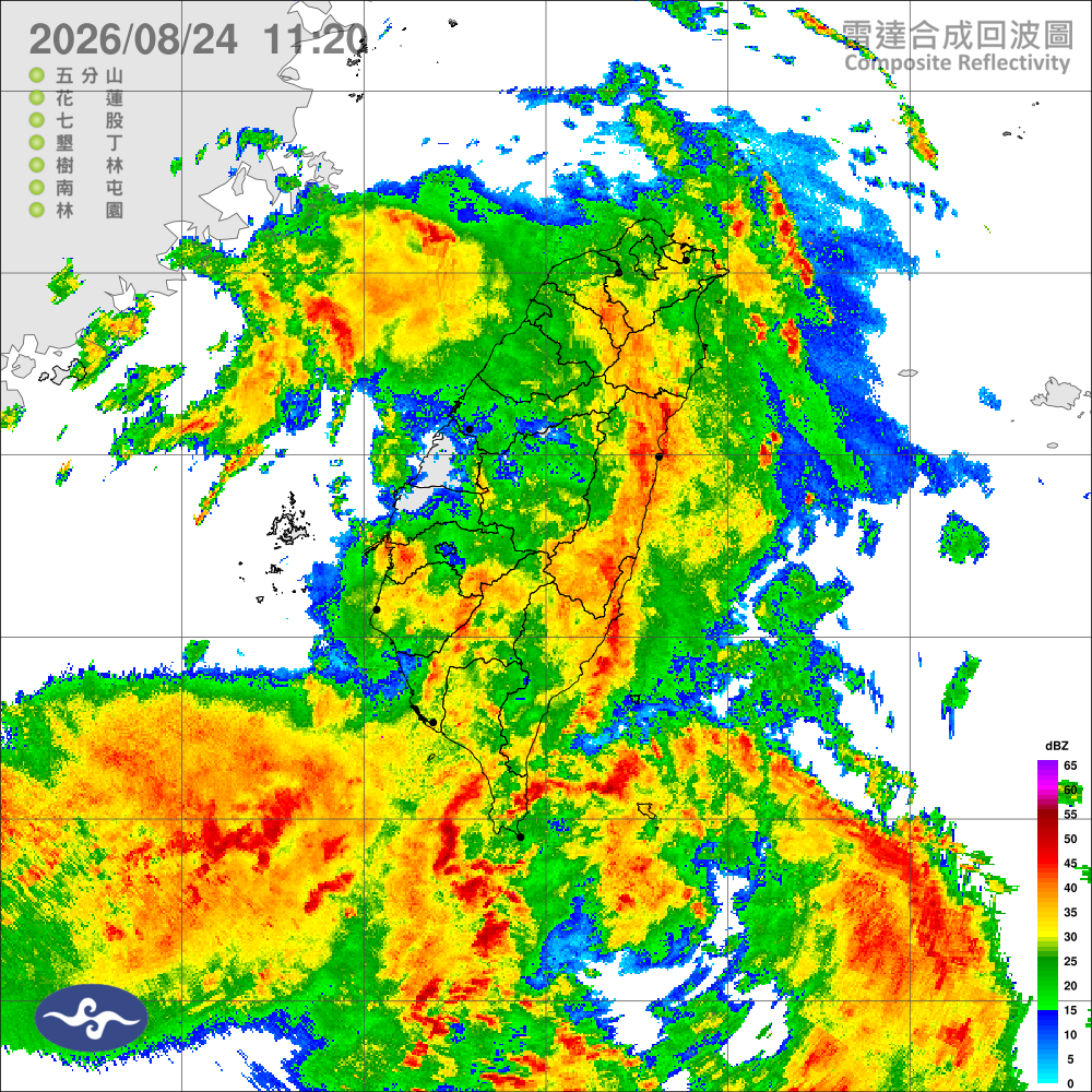 嘉義以南及東半部易有豪大雨，南部、花蓮及臺東地區局部豪雨以上