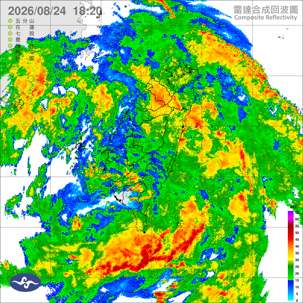 水氣仍多，嘉義以南、東半部及北海岸仍有局部大雨