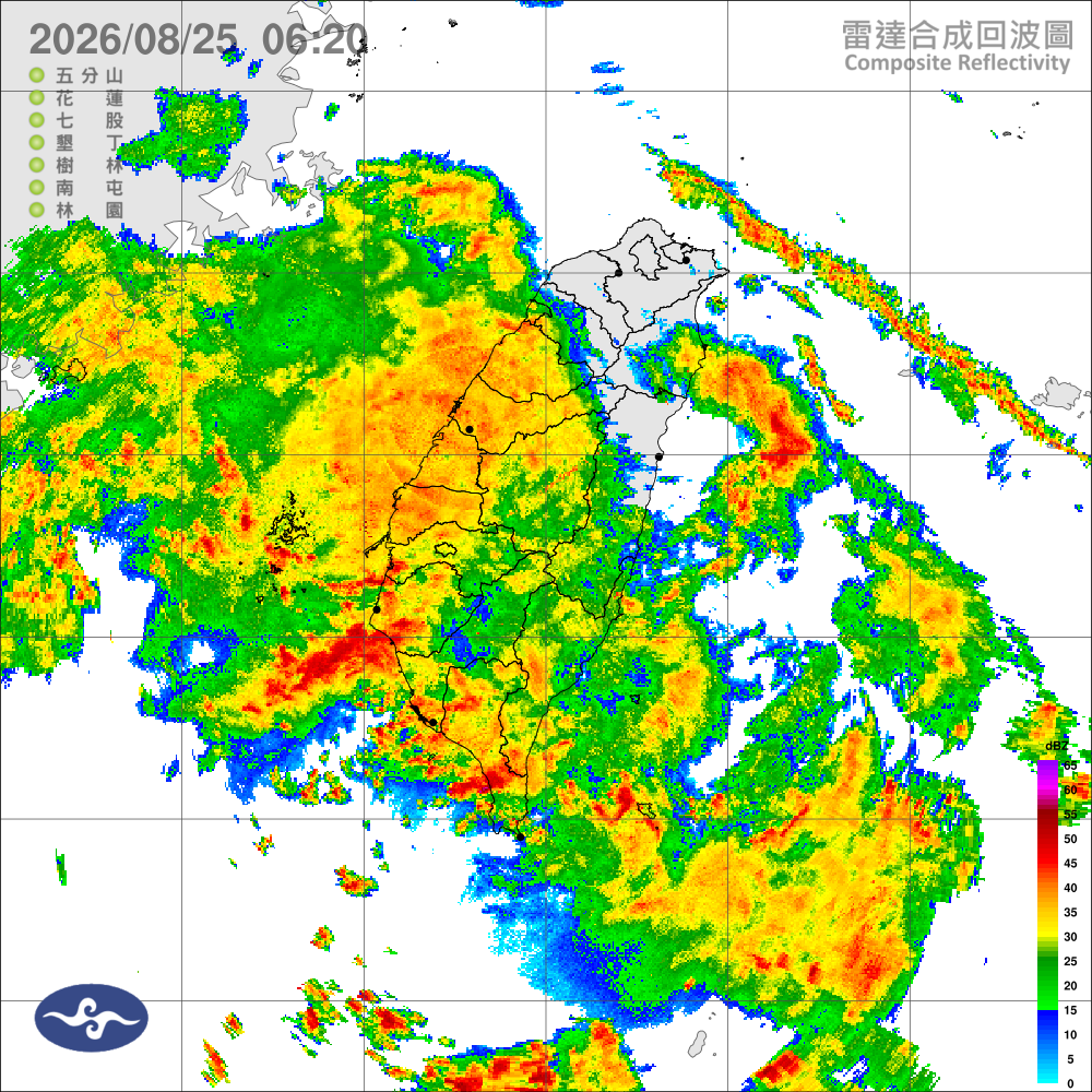 水氣仍多，嘉義以南、東半部及北海岸留意局部大雨
