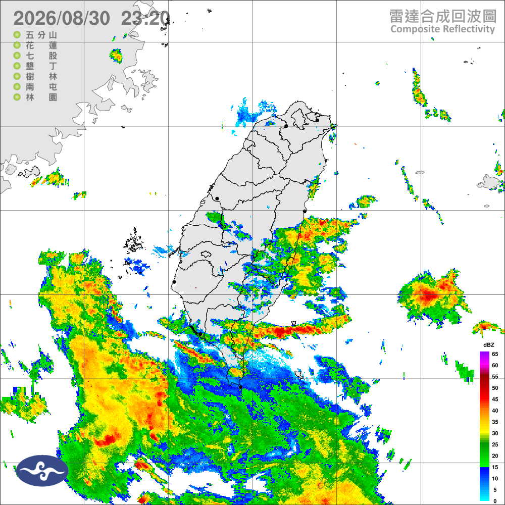 低氣壓加西南風影響，天氣持續不穩定，中南部臺東留意大雨豪雨