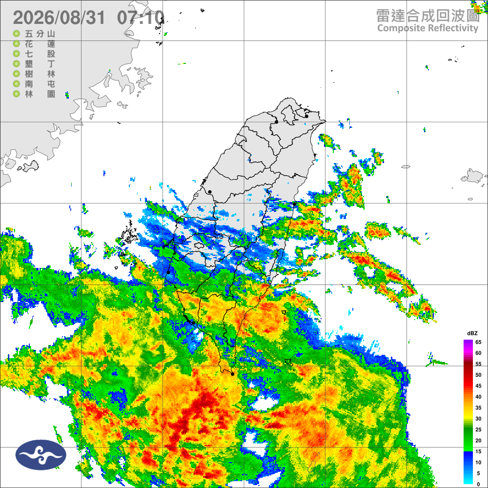 低氣壓加西南風影響，天氣不穩定，中南部臺東留意大雨豪雨