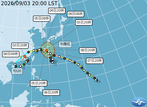 民國115年09月03日20時 颱風消息