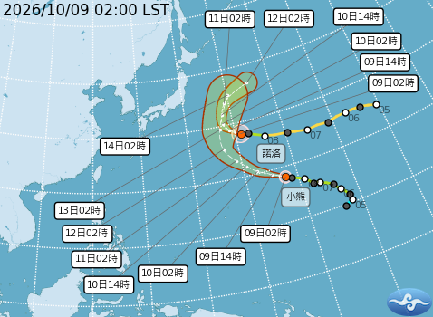 民國115年10月09日02時 颱風消息